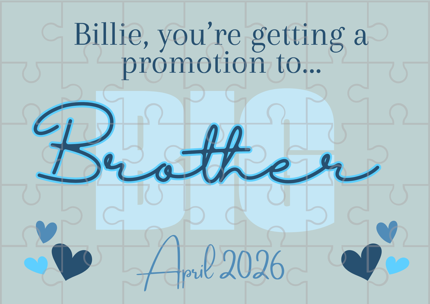 Pregnancy Announcement ‘Promoted to Big Brother’ Surprise - Custom Gift Puzzle