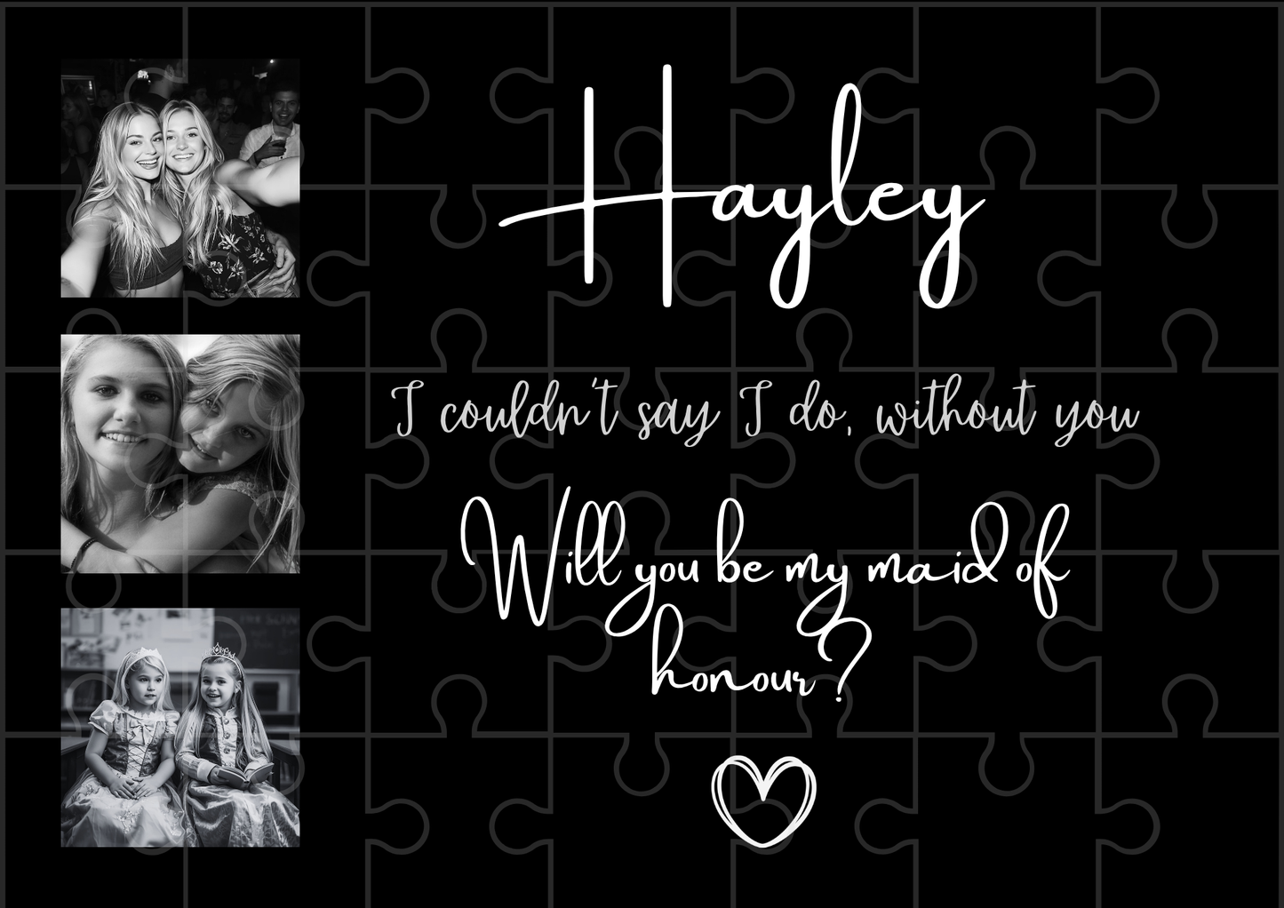 Bridesmaid Proposal Surprise with Photos - Custom Gift Puzzle