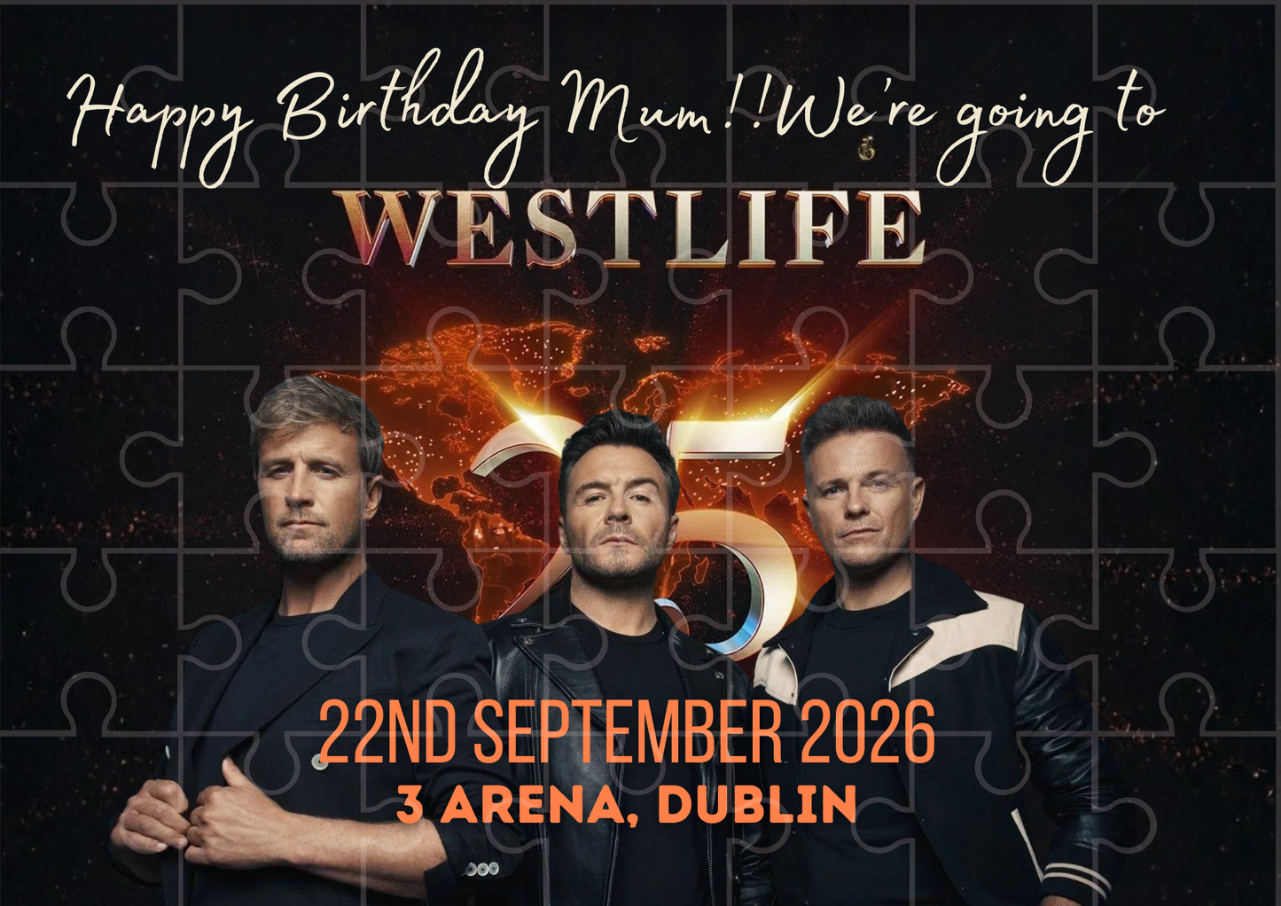 Westlife 25 The Anniversary World Tour - Event Ticket Reveal Custom Puzzle