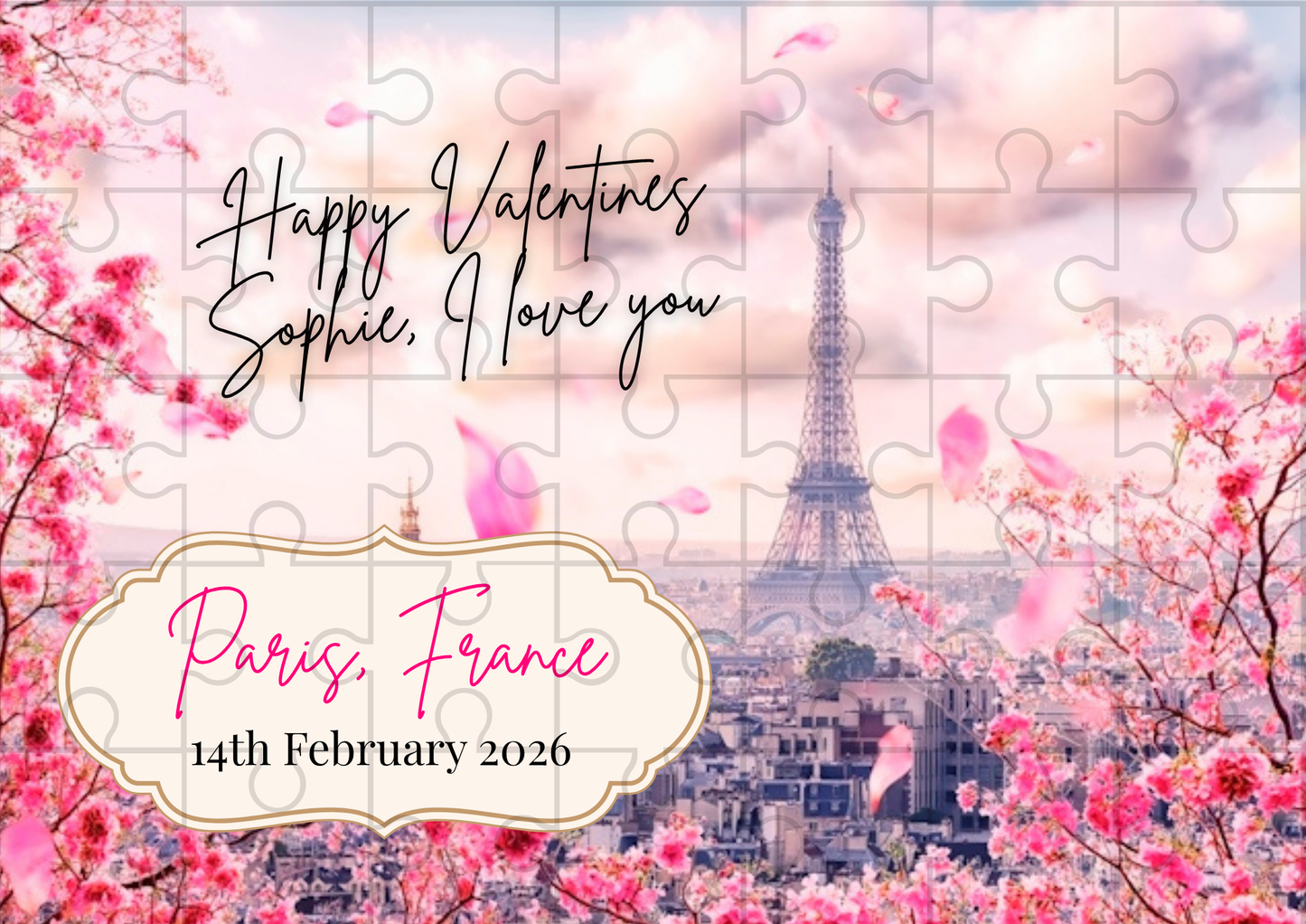 Pink Paris Surprise Holiday Custom Puzzle