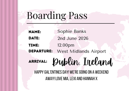 Pink Boarding Pass Custom Puzzle
