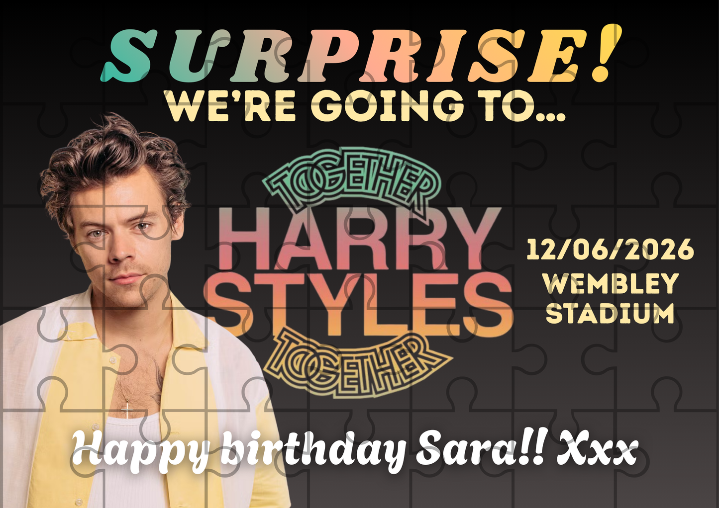 Harry Styles Tour Event Ticket Custom Puzzle Gift Reveal