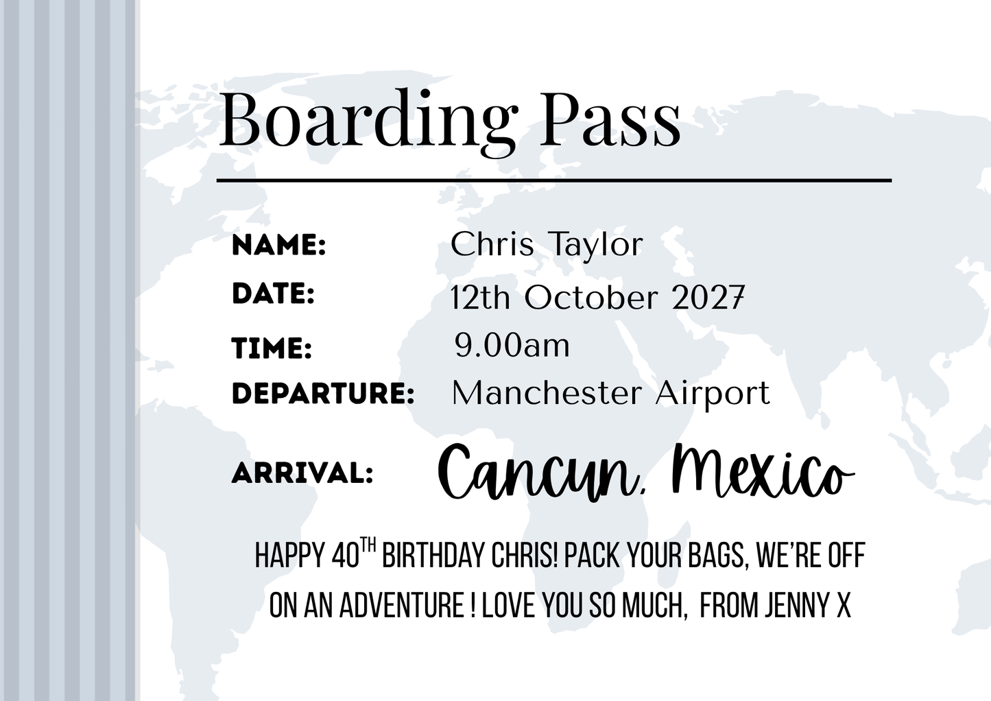 Grey Boarding Pass Custom Puzzle