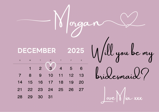 Bridesmaid Proposal Calendar Surprise - Custom Gift Puzzle