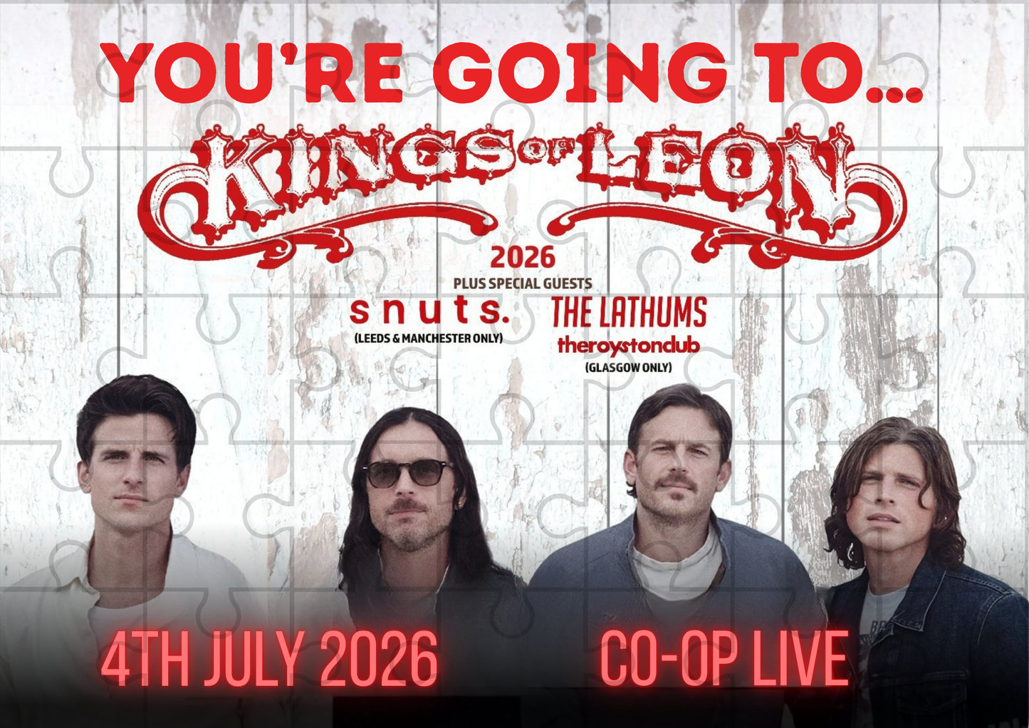 Kings Of Leon Tour Event Ticket Custom Puzzle